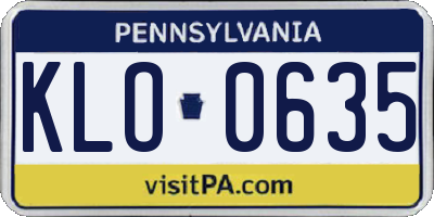 PA license plate KLO0635