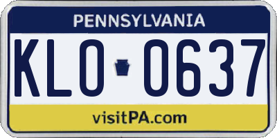 PA license plate KLO0637