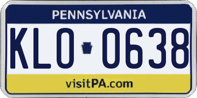 PA license plate KLO0638