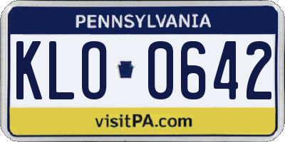 PA license plate KLO0642