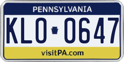 PA license plate KLO0647