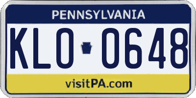PA license plate KLO0648