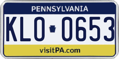 PA license plate KLO0653