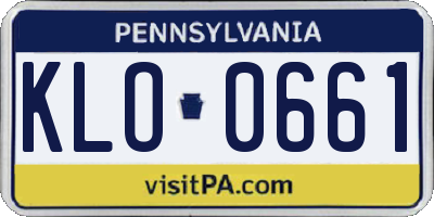 PA license plate KLO0661