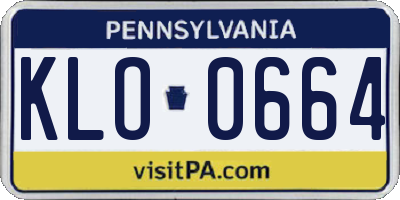 PA license plate KLO0664