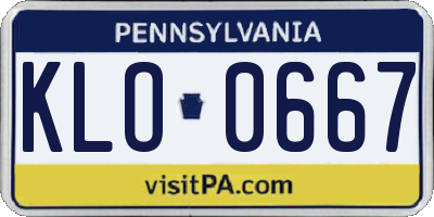 PA license plate KLO0667
