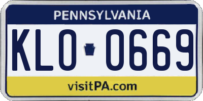 PA license plate KLO0669