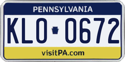 PA license plate KLO0672