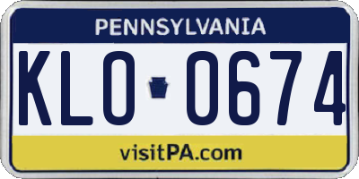 PA license plate KLO0674