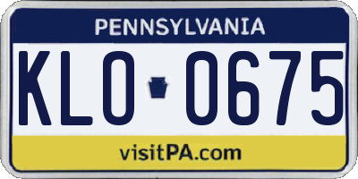 PA license plate KLO0675