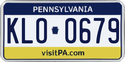 PA license plate KLO0679