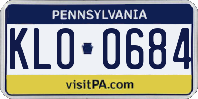 PA license plate KLO0684