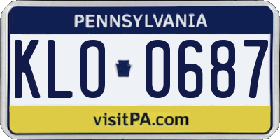 PA license plate KLO0687