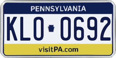 PA license plate KLO0692
