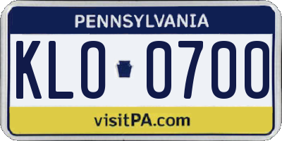 PA license plate KLO0700