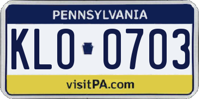 PA license plate KLO0703