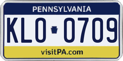 PA license plate KLO0709
