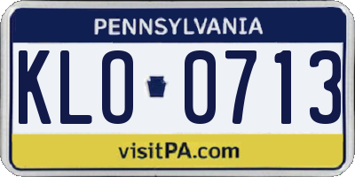 PA license plate KLO0713