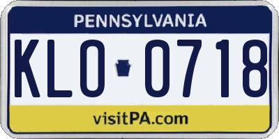 PA license plate KLO0718