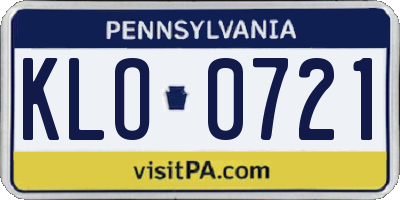 PA license plate KLO0721