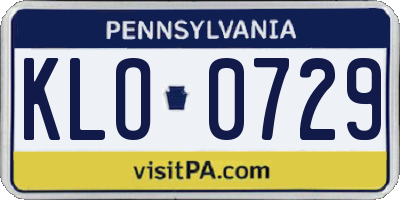 PA license plate KLO0729