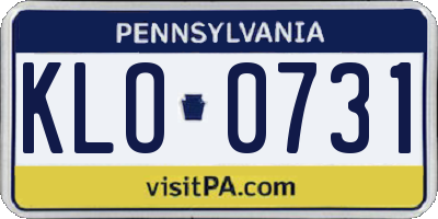 PA license plate KLO0731