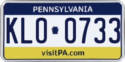 PA license plate KLO0733