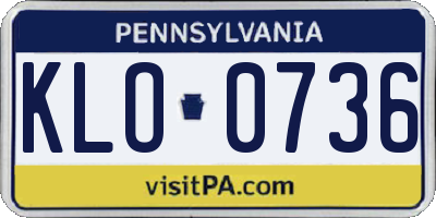 PA license plate KLO0736