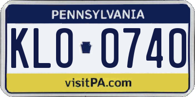 PA license plate KLO0740
