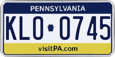 PA license plate KLO0745
