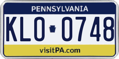 PA license plate KLO0748