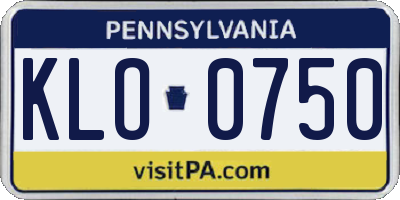 PA license plate KLO0750
