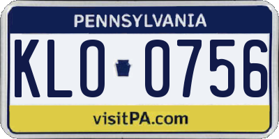 PA license plate KLO0756