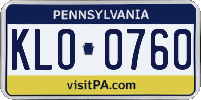 PA license plate KLO0760