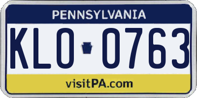 PA license plate KLO0763
