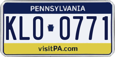 PA license plate KLO0771