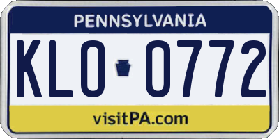 PA license plate KLO0772