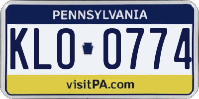 PA license plate KLO0774