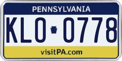 PA license plate KLO0778