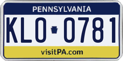 PA license plate KLO0781
