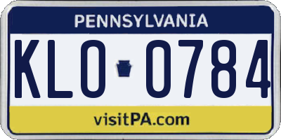 PA license plate KLO0784