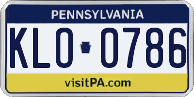 PA license plate KLO0786