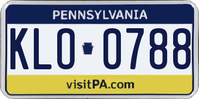 PA license plate KLO0788