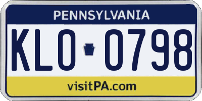 PA license plate KLO0798