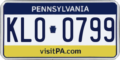 PA license plate KLO0799