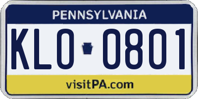PA license plate KLO0801