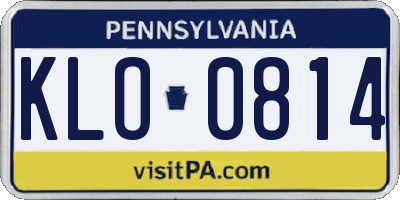 PA license plate KLO0814