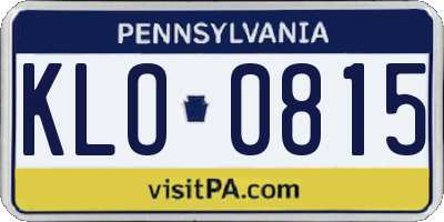 PA license plate KLO0815