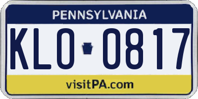 PA license plate KLO0817