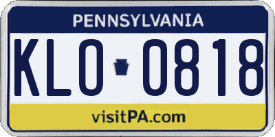 PA license plate KLO0818